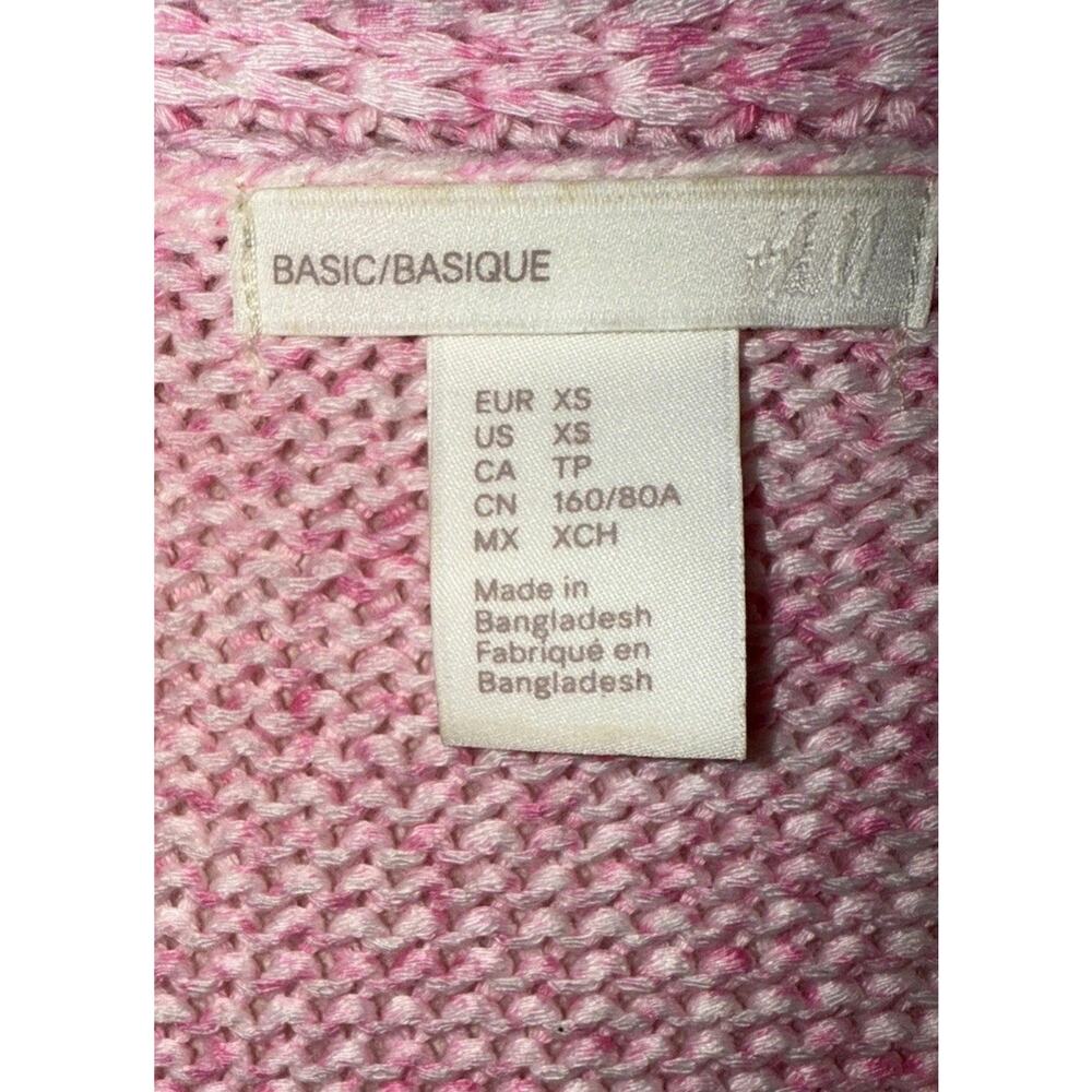 H&M Basic Pink Loose Knit V-Neck Sweater XS - Picture 2 of 5